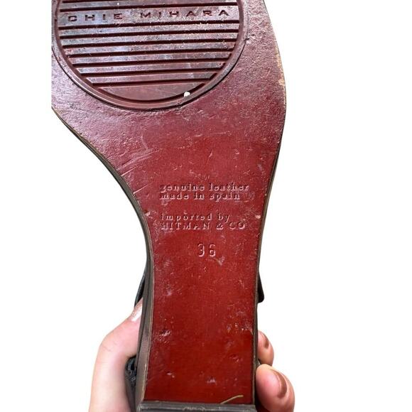 Chie Mihara Black Ruala Ankle Strap Wedge Heel Sandal - 36 / 6 - Picture 10 of 15